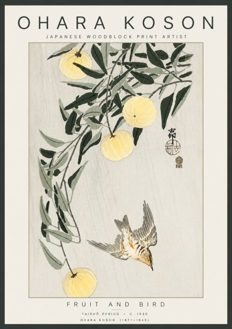 Ohara Koson Fruit and Bird No4 - Poszter