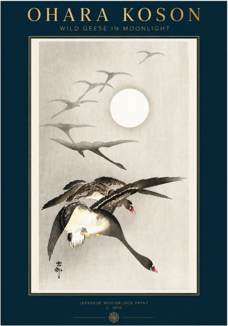 Ohara Koson Wild Geese in Moonlight I No3 - Poszter