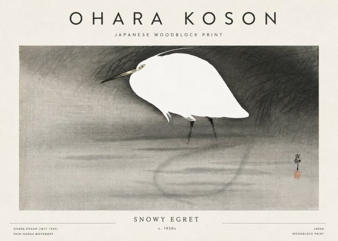 Ohara Koson Snowy Egret No3 - Poszter