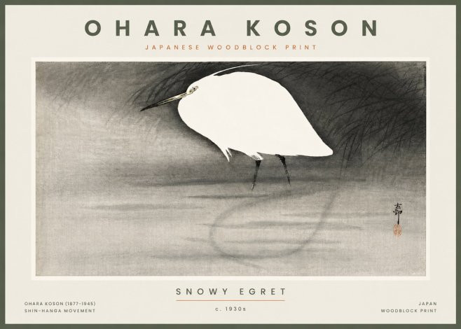 Ohara Koson Snowy Egret No4 - Poszter
