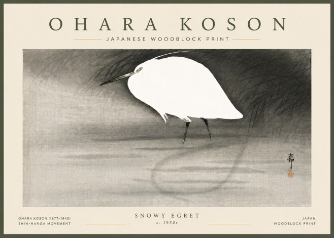 Ohara Koson Snowy Egret No5 - Poszter