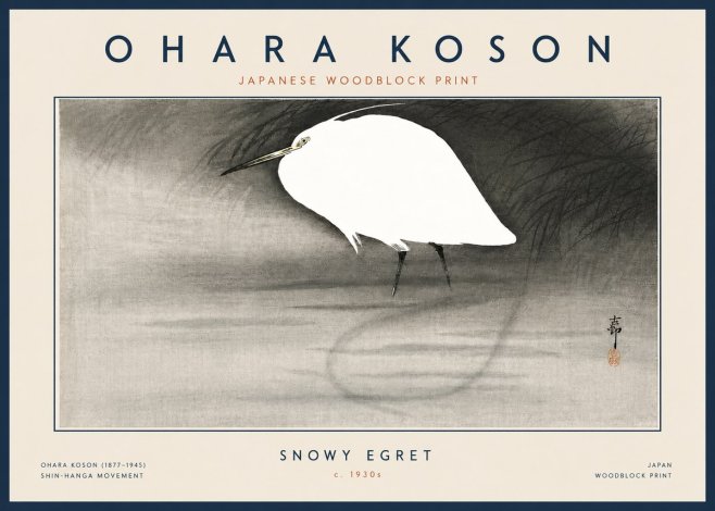 Ohara Koson Snowy Egret No6 - Poszter