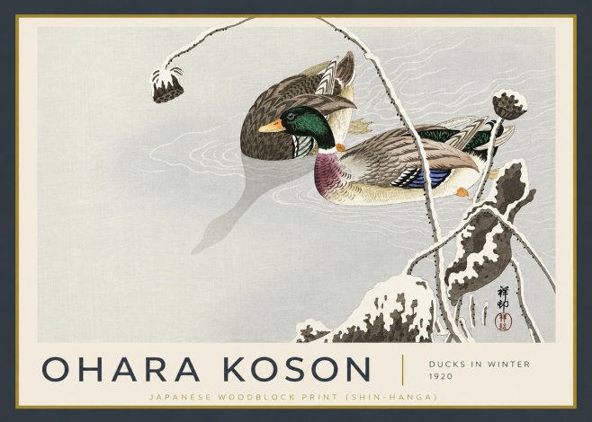 Ohara Koson Ducks in Winter No5 - Poszter