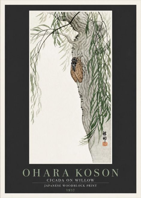 Ohara Koson Cicada on Willow No4 - Poszter