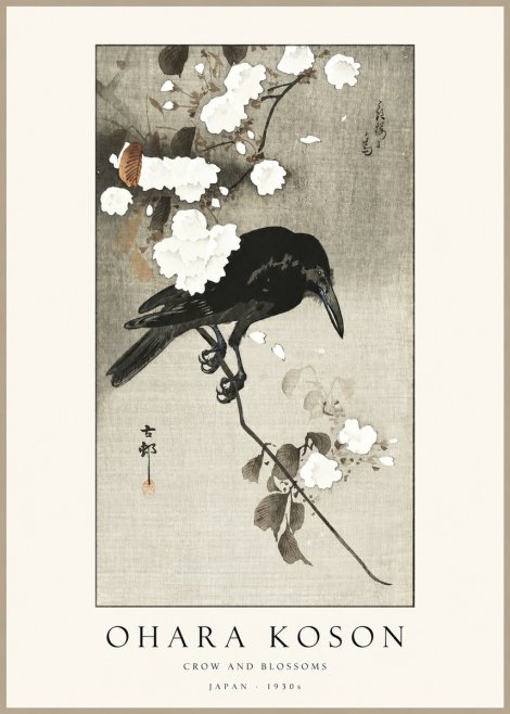 Ohara Koson Crow and Blossoms II No1 - Poszter