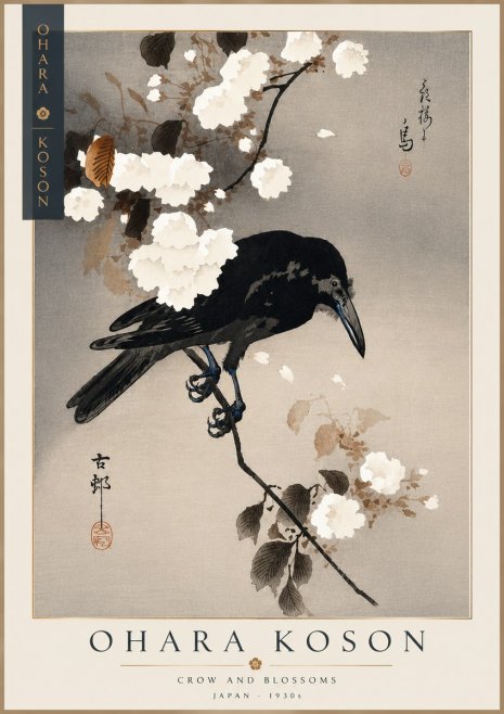 Ohara Koson Crow and Blossoms II No3 - Poszter