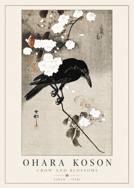 Ohara Koson Crow and Blossoms II No4 - Poszter