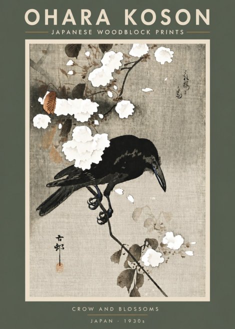 Ohara Koson Crow and Blossoms II No5 - Poszter