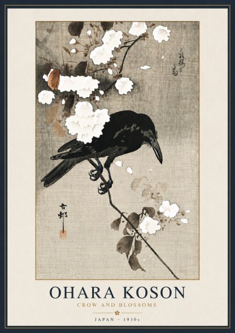 Ohara Koson Crow and Blossoms II No6 - Poszter