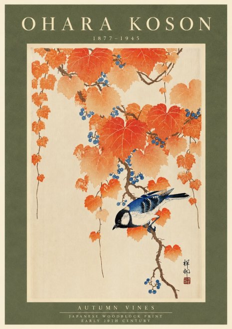Ohara Koson Autumn Vines No3 - Poszter