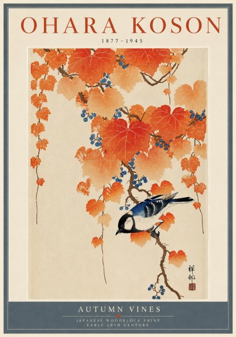 Ohara Koson Autumn Vines No6 - Poszter