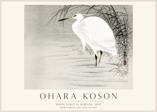 Ohara Koson White Egret in Morning Mist No1 - Poszter