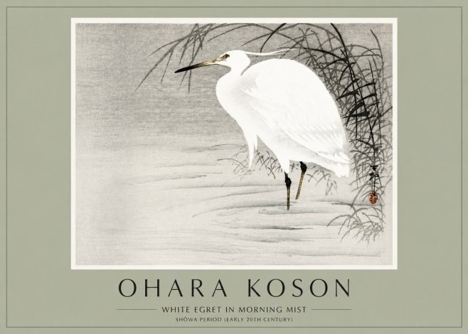 Ohara Koson White Egret in Morning Mist No2 - Poszter