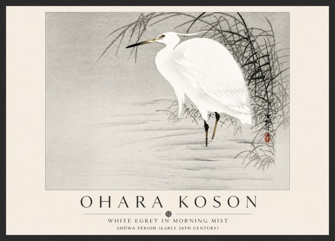 Ohara Koson White Egret in Morning Mist No5 - Poszter