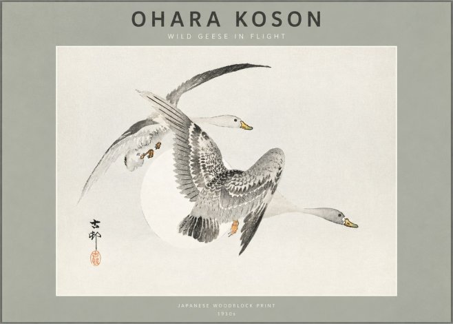 Ohara Koson Wild Geese in Flight I No2 - Poszter