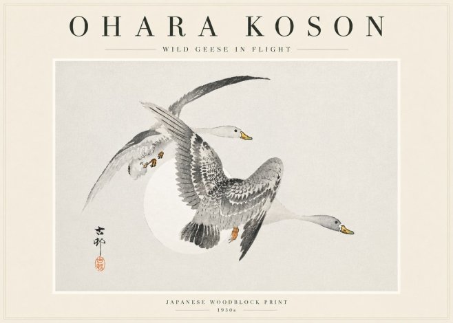 Ohara Koson Wild Geese in Flight I No3 - Poszter