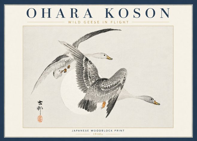 Ohara Koson Wild Geese in Flight I No6 - Poszter