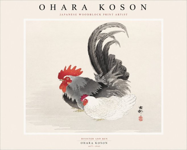 Ohara Koson Rooster and Hen I No1 - Poszter