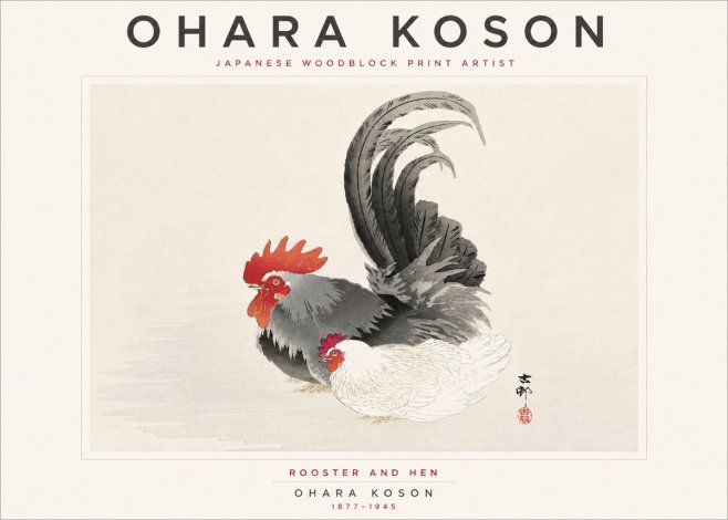 Ohara Koson Rooster and Hen I No5 - Poszter