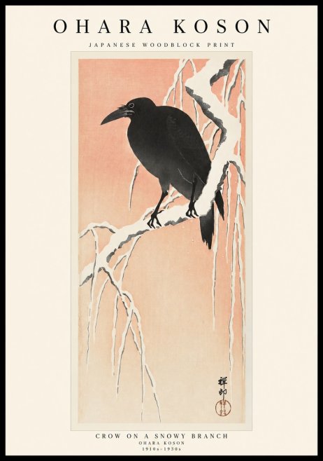 Ohara Koson Crow on a Snowy Branch I No1 - Poszter