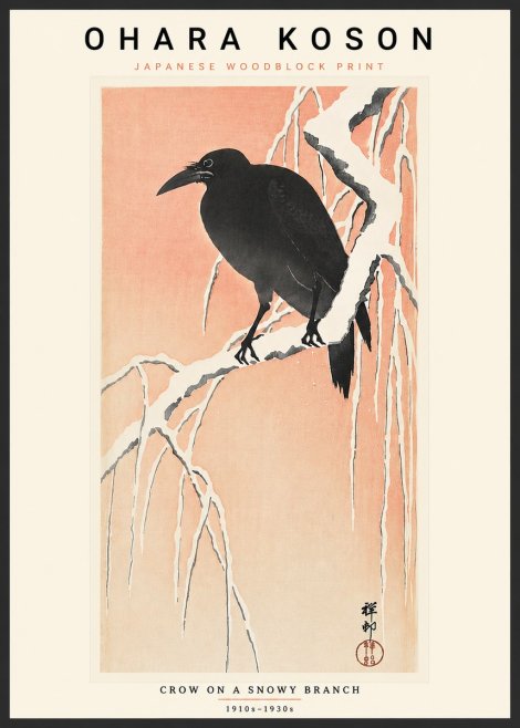 Ohara Koson Crow on a Snowy Branch I No4 - Poszter