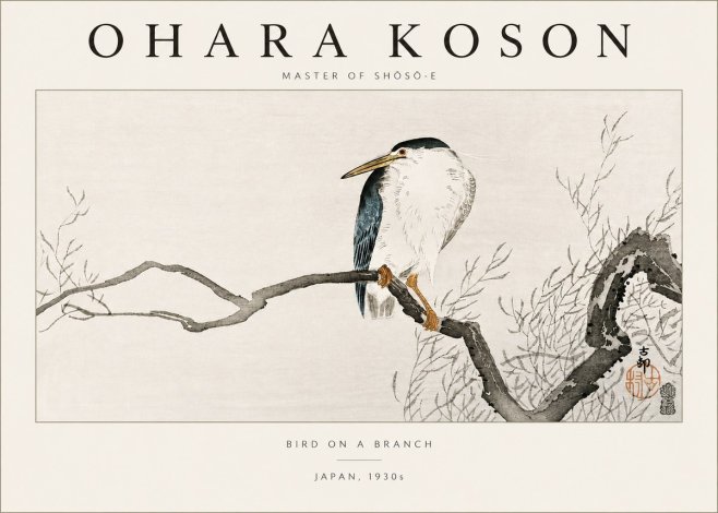 Ohara Koson Bird on a Branch II No3 - Poszter