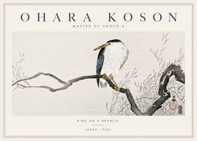 Ohara Koson Bird on a Branch II No4 - Poszter