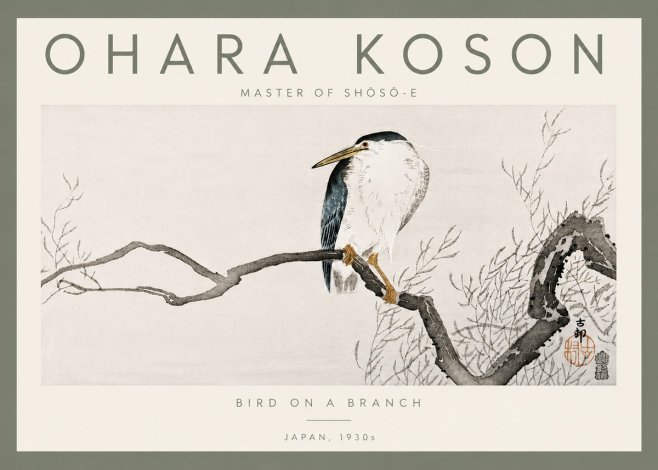 Ohara Koson Bird on a Branch II No5 - Poszter