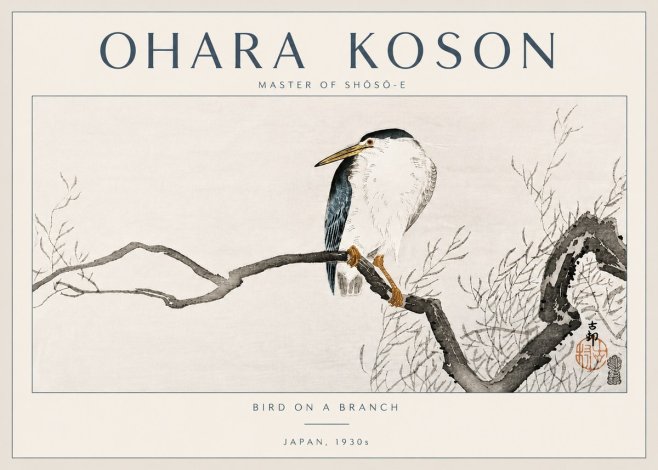 Ohara Koson Bird on a Branch II No6 - Poszter