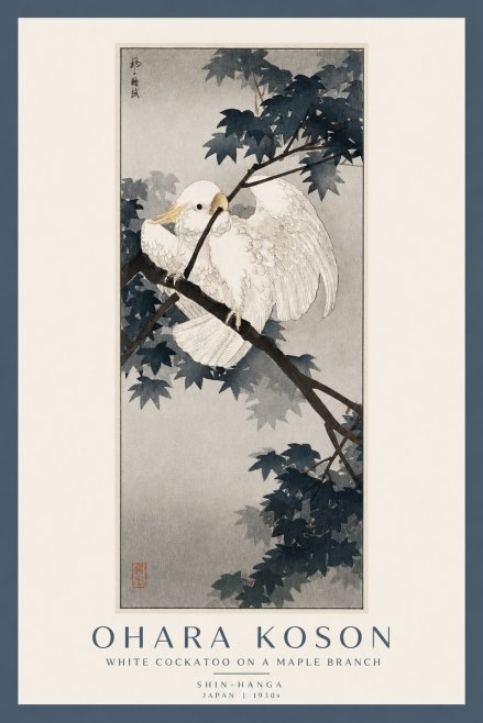 Ohara Koson White Cockatoo on a Maple Branch No2 - Poszter
