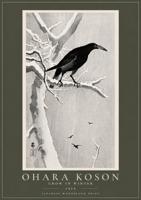 Ohara Koson Crow in Winter I No5 - Poszter