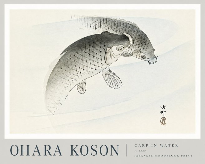 Ohara Koson Carp in Water No3 - Poszter