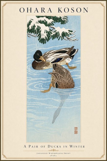 Ohara Koson A Pair of Ducks in Winter No6 - Poszter