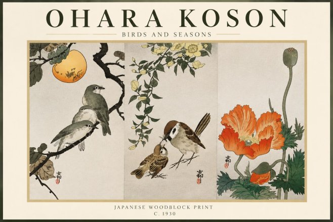 Ohara Koson Birds and Seasons No3 - Poszter