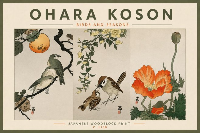 Ohara Koson Birds and Seasons No4 - Poszter
