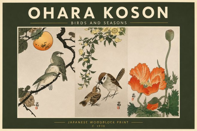 Ohara Koson Birds and Seasons No5 - Poszter