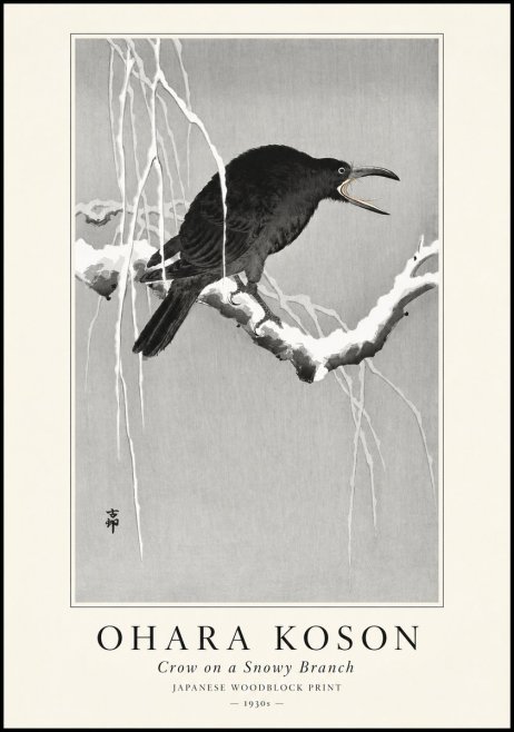 Ohara Koson Crow on a Snowy Branch II No1 - Poszter