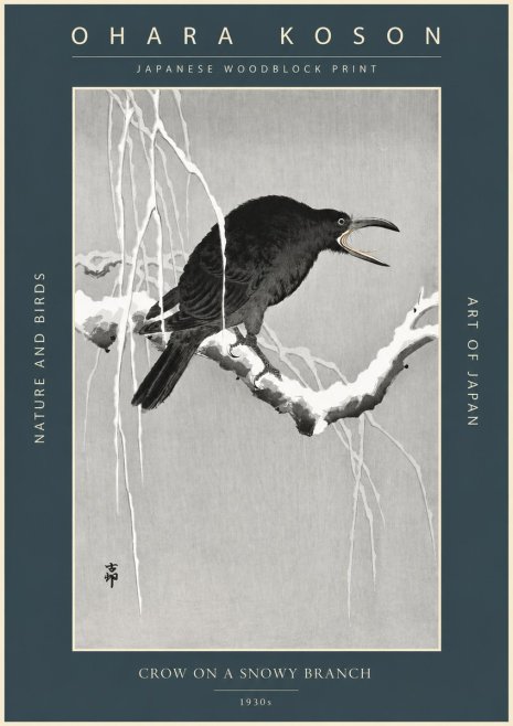 Ohara Koson Crow on a Snowy Branch II No2 - Poszter