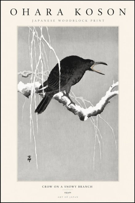 Ohara Koson Crow on a Snowy Branch II No3 - Poszter