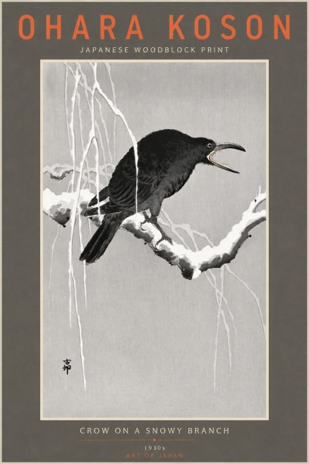 Ohara Koson Crow on a Snowy Branch II No4 - Poszter