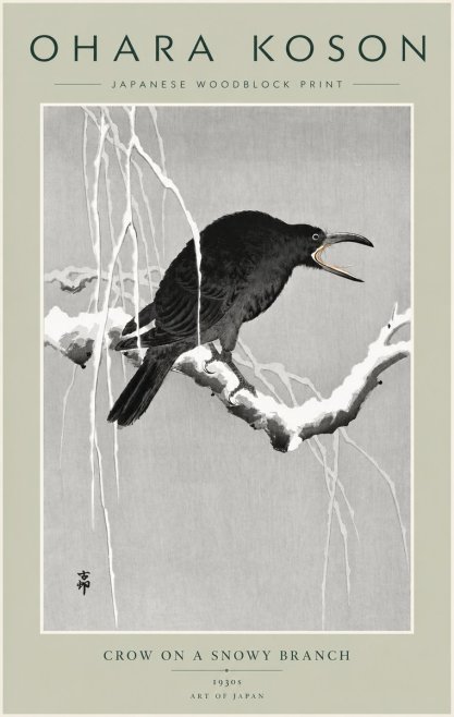 Ohara Koson Crow on a Snowy Branch II No5 - Poszter