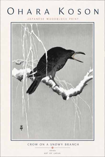 Ohara Koson Crow on a Snowy Branch II No6 - Poszter