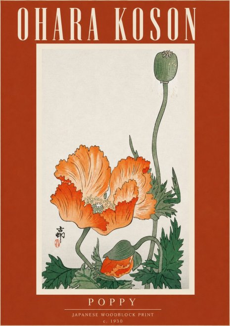 Ohara Koson Poppy No4 - Poszter