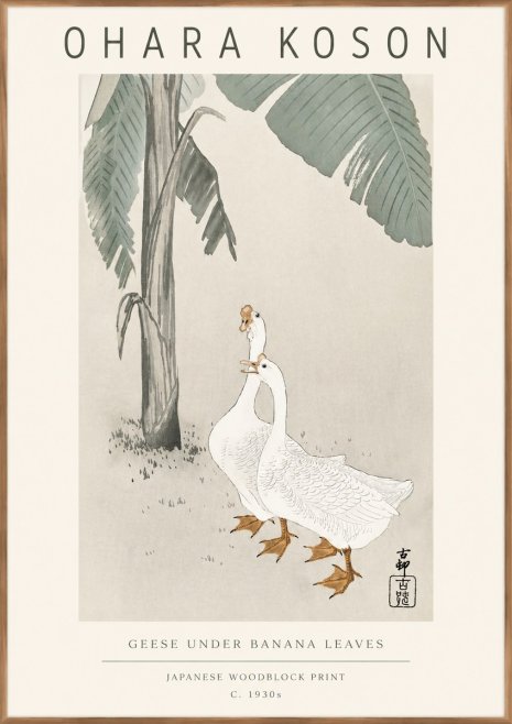 Ohara Koson Geese Under Banana Leaves No3 - Poszter