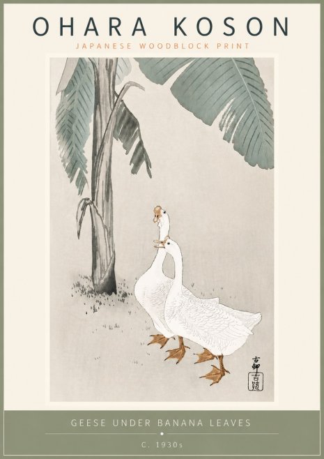 Ohara Koson Geese Under Banana Leaves No5 - Poszter