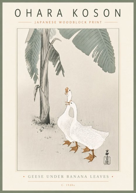 Ohara Koson Geese Under Banana Leaves No6 - Poszter