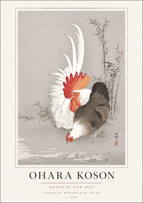 Ohara Koson Rooster and Hen II No3 - Poszter
