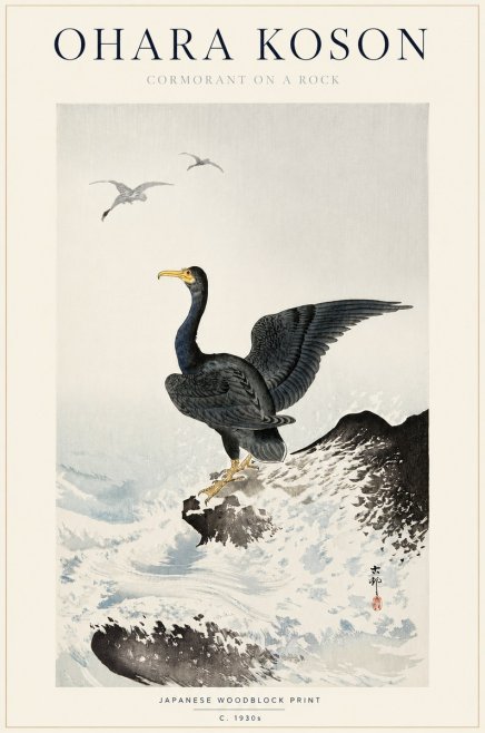 Ohara Koson Cormorant on a Rock No3 - Poszter