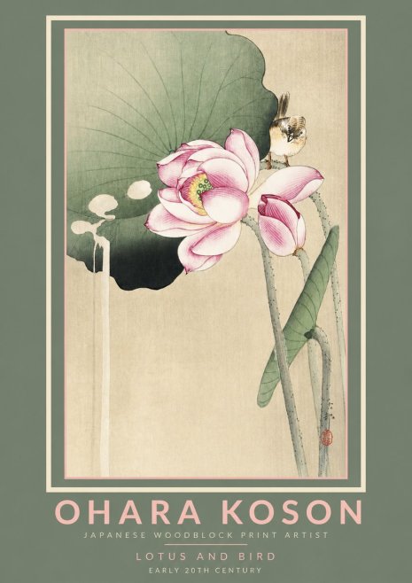 Ohara Koson Lotus and Bird No2 - Poszter