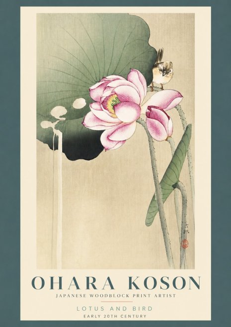Ohara Koson Lotus and Bird No3 - Poszter
